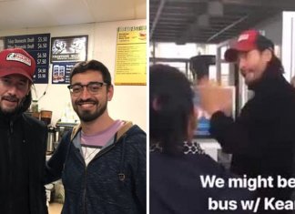 Keanu Reeves viaja de ônibus com estranhos após um pouso de emergência. Ele encantou a todos com seu charme
