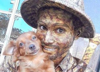 Cachorrinha faz estátua viva com tutor e bomba na web com fotos fofíssimas