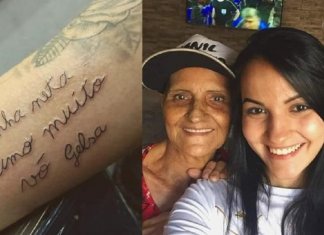 Neta tatua o primeiro bilhete escrito pela avó, alfabetizada aos 73 anos
