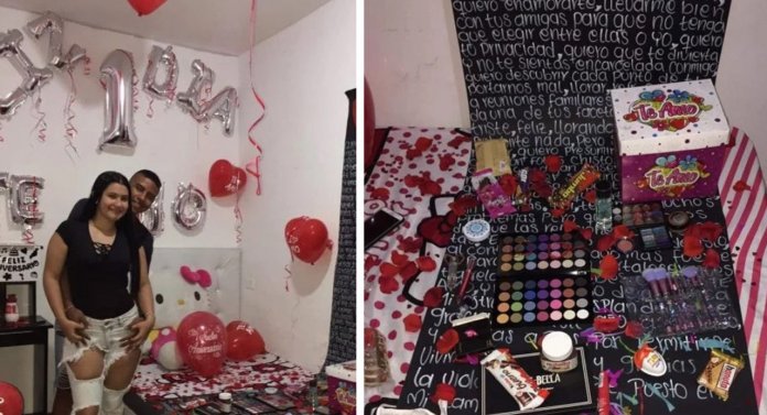Ele decorou o quarto dela para celebrar seu primeiro dia como namorados. Sim, o primeiro dia