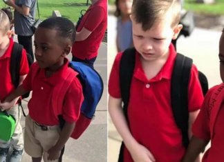 Ele viu o colega autista chorando no primeiro dia de aula e segurou sua mão para acalmá-lo