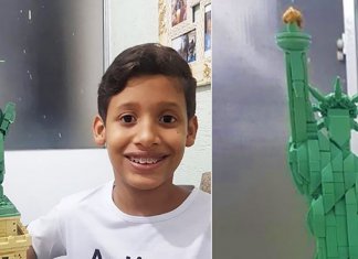 Menino autista de 10 monta Estátua da Liberdade com Lego em 5 horas