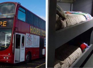 Eles transformaram esse ônibus de dois andares em um abrigo móvel para sem-teto