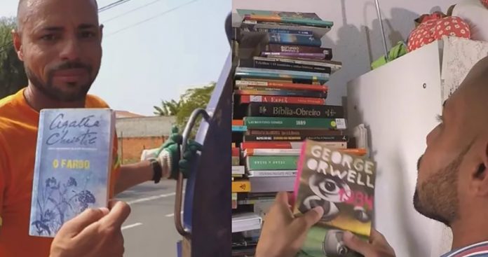 Lixeiro valoriza livros jogados fora pelas pessoas e monta biblioteca particular