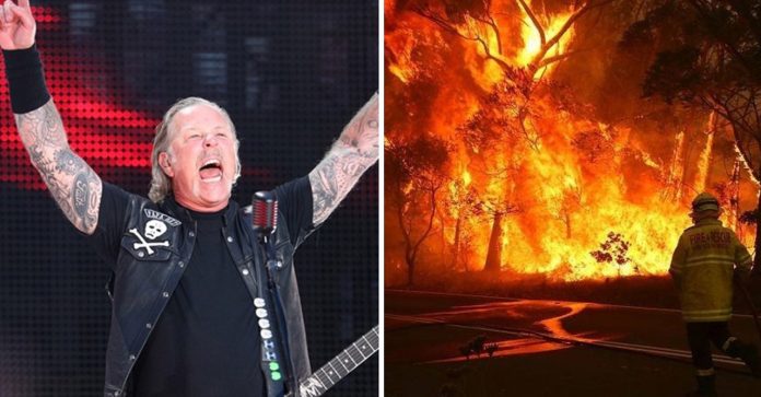 Banda Metallica faz doação de US$ 750.000 mil dólares para combater incêndios na Austrália