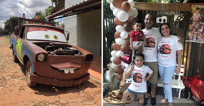 Pai transforma o seu caminhão velho em personagem do filme Carros para aniversário do filho