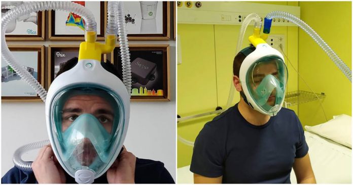 Engenheiros italianos usam máscaras de mergulho para criar respiradores artificiais