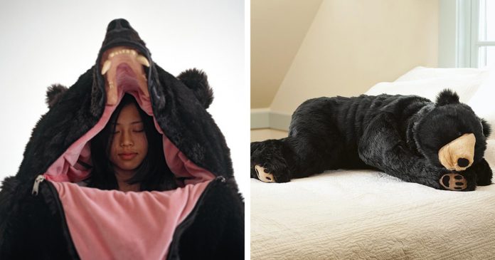 Com este saco de dormir de urso, ninguém perturbará o seu sono: um sonho hibernar assim