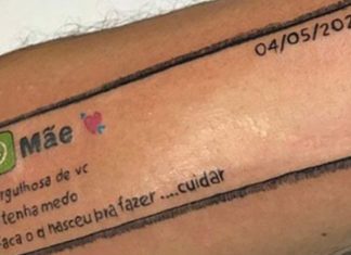 Filho tatua a última mensagem que recebeu da mãe: que homenagem de gratidão