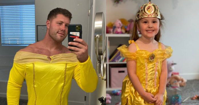 Paizão se veste de princesa para brincar com a filha e registro viraliza no Twitter