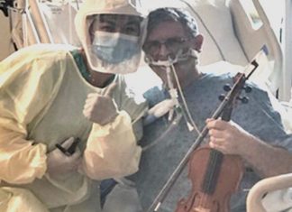 Mesmo na UTI com Covid, paciente toca violino para agradecer profissionais da saúde