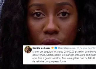 ‘Parem de mandar grana’, Camilla de Lucas pede após receber R$ 25 mil de fã