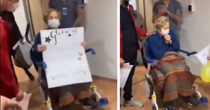 Vídeo mostra momento que Glória Menezes sai do hospital após 10 dias de internação