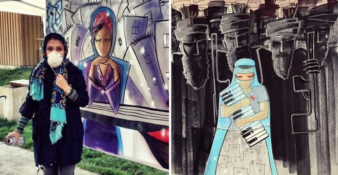 Artista afegã mostra a força das mulheres de seu país com o grafite: “Quero compartilhar ideias”