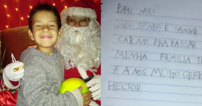 Menino que pediu carne em carta ao Papai Noel ganha R$20 mil em doações