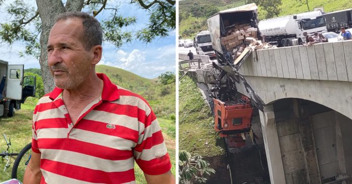 ‘Nasci de novo’, diz motorista de caminhão que sobreviveu após ficar pendurado em viaduto na Dutra