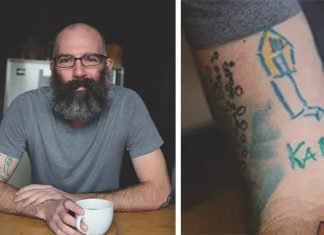 Pai transforma desenhos do filho em tatuagens coloridas todos os anos; veja fotos