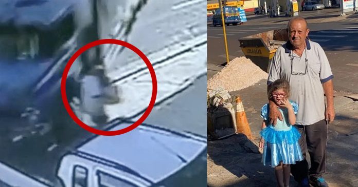 VÍDEO: Idoso salva menina de 4 anos de atropelamento por caminhão desgovernado