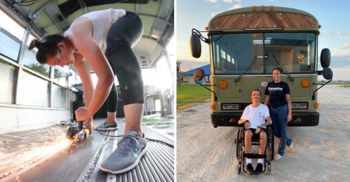 Jovem reforma ônibus para viver vida nômade com irmão com deficiência