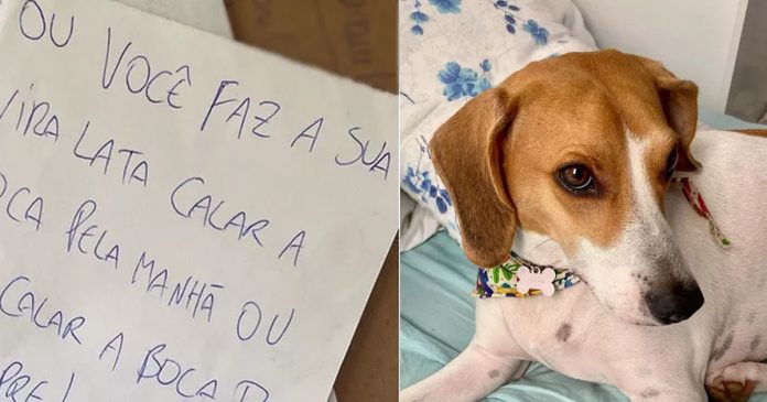 Mulher recebe bilhete de ameaça por conta de latidos de sua cachorrinha: “Estado de choque”