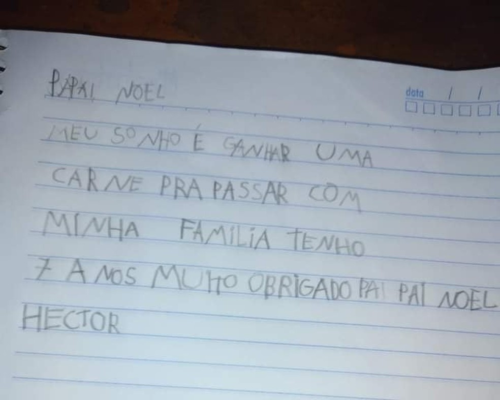 asomadetodosafetos.com - Menino que pediu carne em carta ao Papai Noel ganha R$20 mil em doações