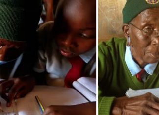 Avó de 98 anos vai à escola junto de bisneta para incentivá-la a voltar aos estudos