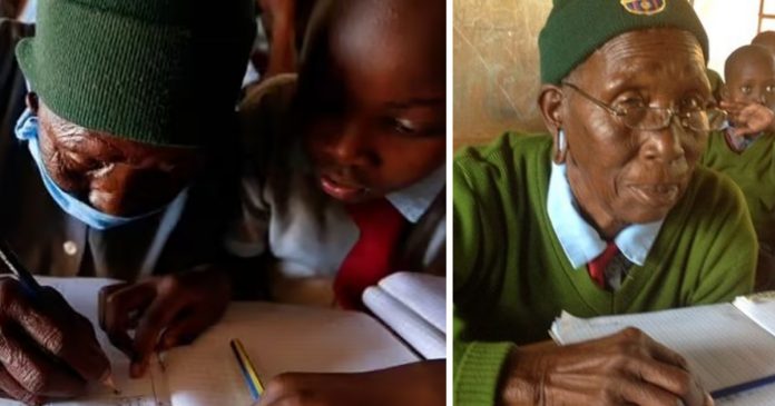 Avó de 98 anos vai à escola junto de bisneta para incentivá-la a voltar aos estudos