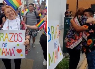 Mulher emociona ao oferecer “abraços de mãe” na Parada LGBTQIA+
