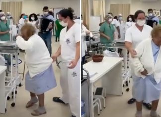 Vovó de 93 anos recuperada da UTI celebra dançando com enfermeira: “Dá esperança”
