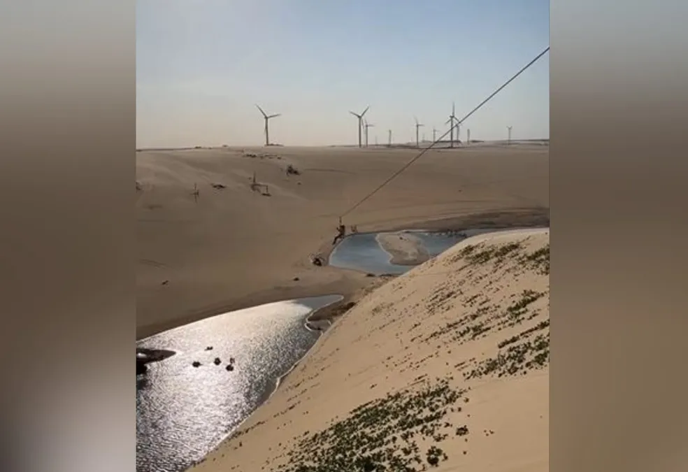 asomadetodosafetos.com - Turista postou foto de tirolesa em Canoa Quebrada antes de perder a vida na atração