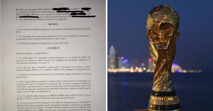 Homem obrigou a mulher a assinar contrato para que ela não o ‘incomode’ no Mundial: “Futebol é prioridade”