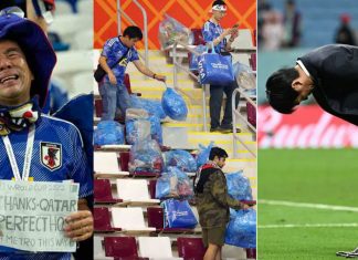 Japoneses limparam o estádio mais uma vez e técnico reverencia torcida no último jogo do Japão