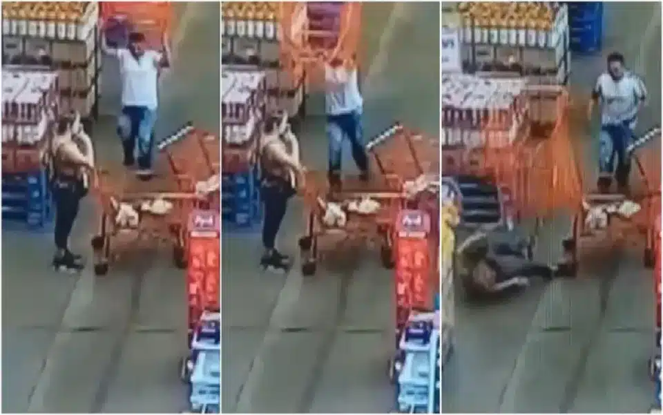 asomadetodosafetos.com - Chocante: Homem agride mulher com carrinho de compras em supermercado