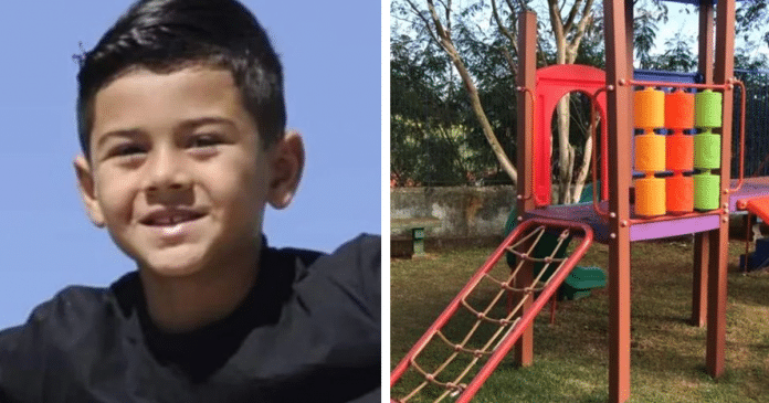 Menino de 7 anos perde a vida ao cair de brinquedo no parquinho da escola