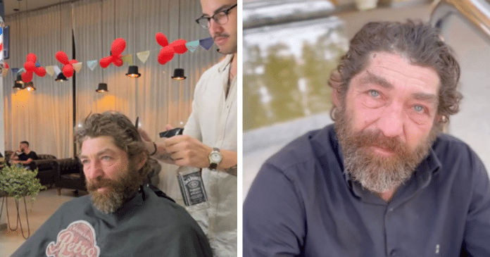 Barbeiro presenteia morador de rua com transformação no dia de seu aniversário