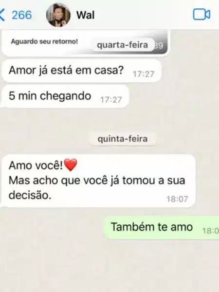 asomadetodosafetos.com - "Te amo": Walewska Oliveira trocou mensagens com o marido antes de falecer