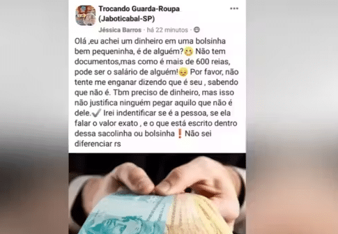asomadetodosafetos.com - Mulher que devolveu bolsa com R$ 1,7 mil encontrada na rua ganha emprego de recompensa