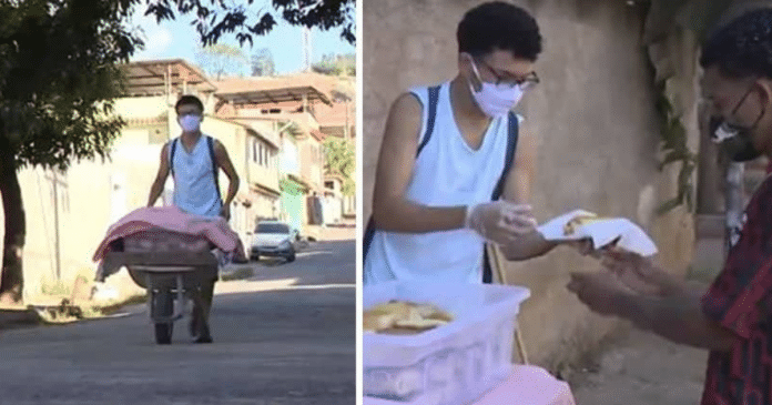 Adolescente vende pães caseiros em carrinho de mão para realizar o sonho da mãe de ter padaria