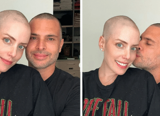 Fabiana Justus tem apoio do marido ao raspar o cabelo durante tratamento de leucemia
